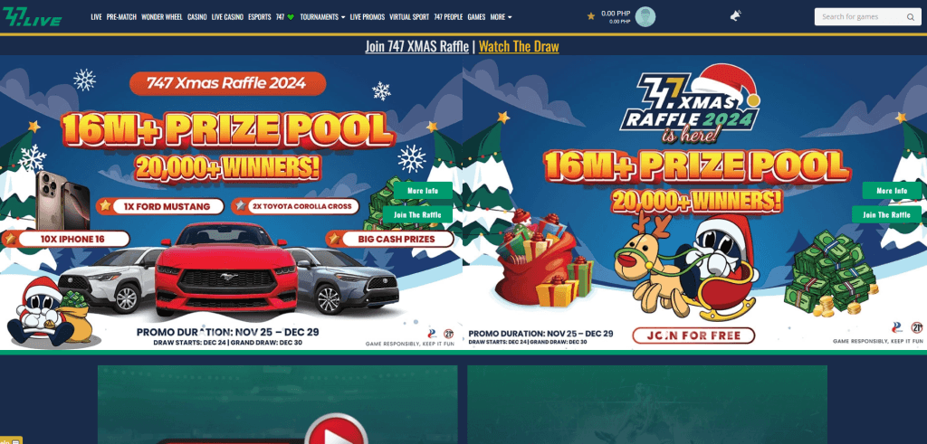 747 Live homepage