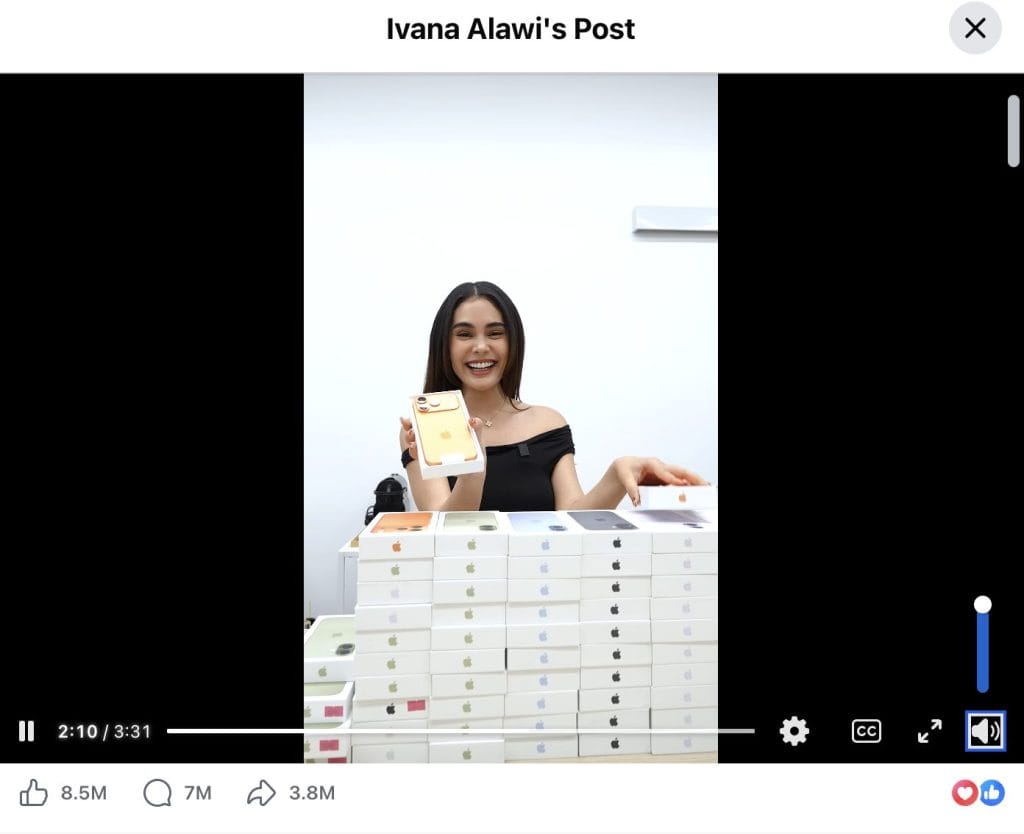 Ivana Alawi iPhone giveaway post casino plus