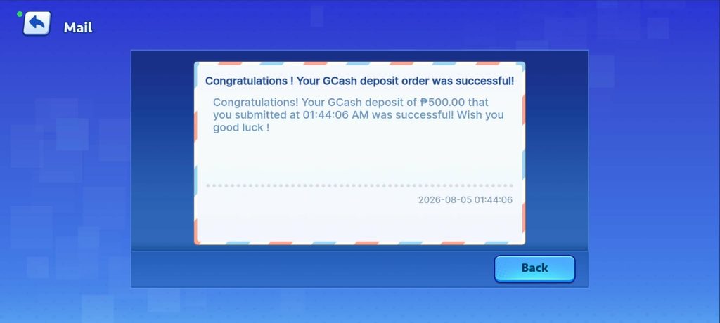 pt gaming deposit successful